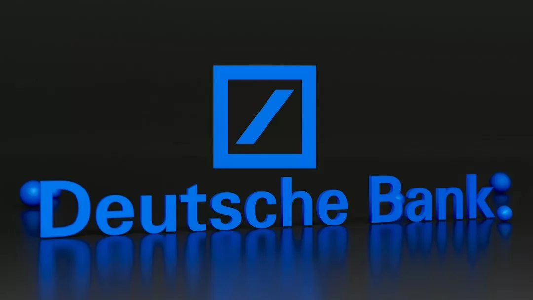 a blue sign that says deutsche bank