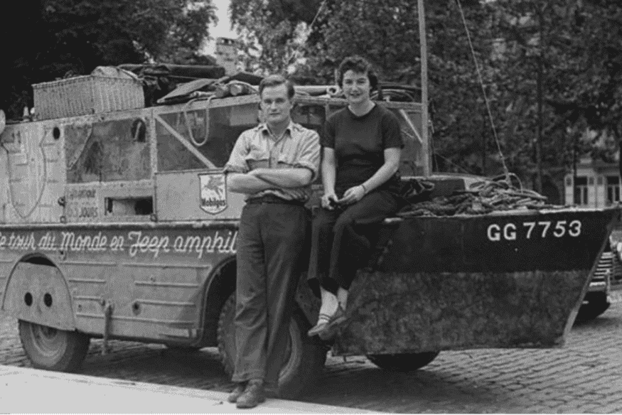 Jeep anfíbio Half-Safe de Ben Carlin, usado em volta ao mundo com travessias oceânicas nos anos 50.